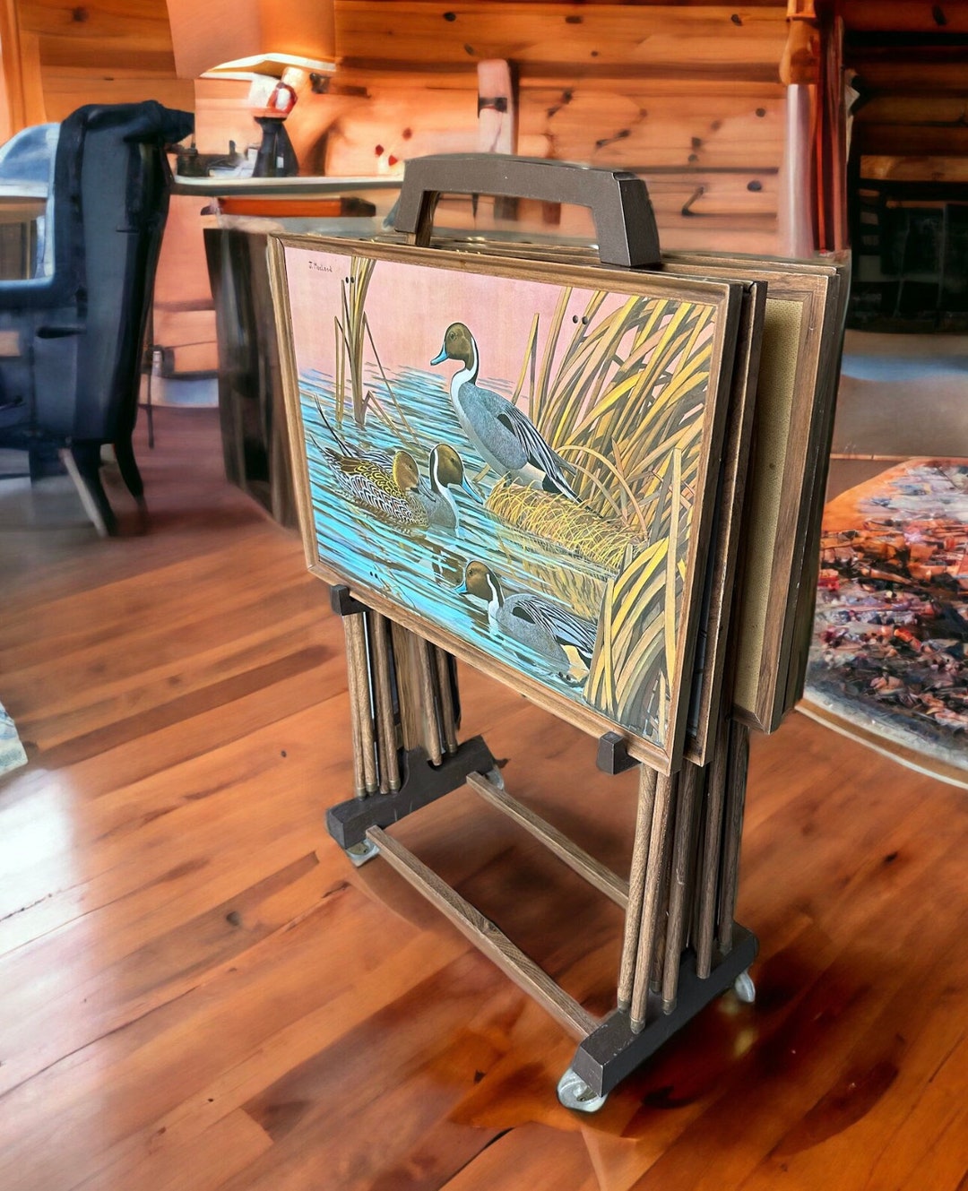 Vintage Folding Tray Tables With Stand Etsy