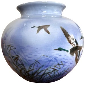 Misty Morn Vase Falcon Ware Style Crownford China Blue Geese England