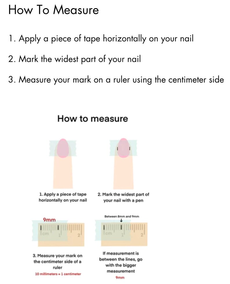 Finger Nail Sizer Ruler Basic Press on Nails / Plain False Nails / Glossy Plain Nail / 90 Color ...