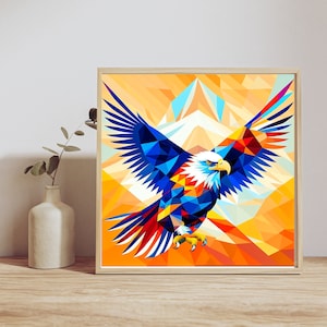 American Eagle Painting Printable Wall Art Digital Prints Cubism Art Print Canvas Abstract Digital  downloads poster board hanging wall art.