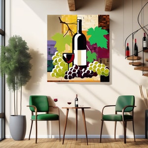 Wine and Grapes Canvas Art Wine Tasting Room Art Wine and Fruit Wall Hanging Vineyard Wine Wall Art Cubism Abstract Art Digital Downloads