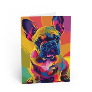 Pop Art Puppies Greetings Card, Dog, Puppy, Card, Art, French Bulldog, Frenchie