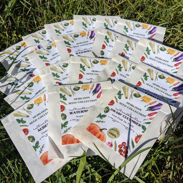 Heirloom Vegetable and Herb Seed Collection, Pack of 20 Varieties, Non-Gmo, Open Pollinated, Organic Garden, Free shipping