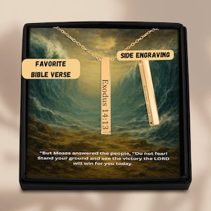 Exodus 14:13 Bible Verse Necklace – Fear Not, Stand Firm, Christian Jewelry Gift, Scripture Pendant, Faith Encouragement Gift, Religious