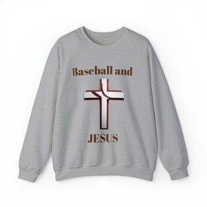 Unisex Heavy Blend™ Baseball and Jesus Crewneck Sweatshirt