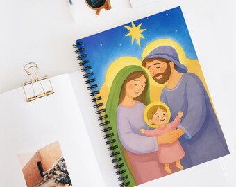 Nativity Holy Family Kids Journal, Christian Faith Notebook for Children, Catholic Writing Journal, Religious Gift for Kids, Prayer Notebook