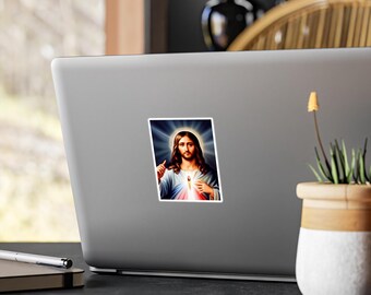 Calcomanía de vinilo troquelada de la Divina Misericordia de Jesús, calcomanía religiosa para laptop, calcomanía de fe católica para ventana, calcomanía religiosa para auto, Jesucristo