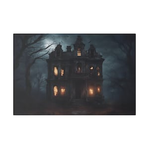 Casa stregata abbandonata nella foresta - Stregata, Arte di Halloween, Arte spettrale, Arte gotica, Arte della parete su tela