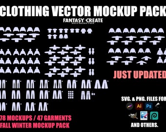 Clothing Streetwear Y2K Vector Mockup Pack Techpack Fashion Design Over 40+ Garments / FANTASY CREATE