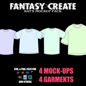 Shirts Vector Mockup Pack / 4 Mock-Ups 4 Garments / FANTASY CREATE