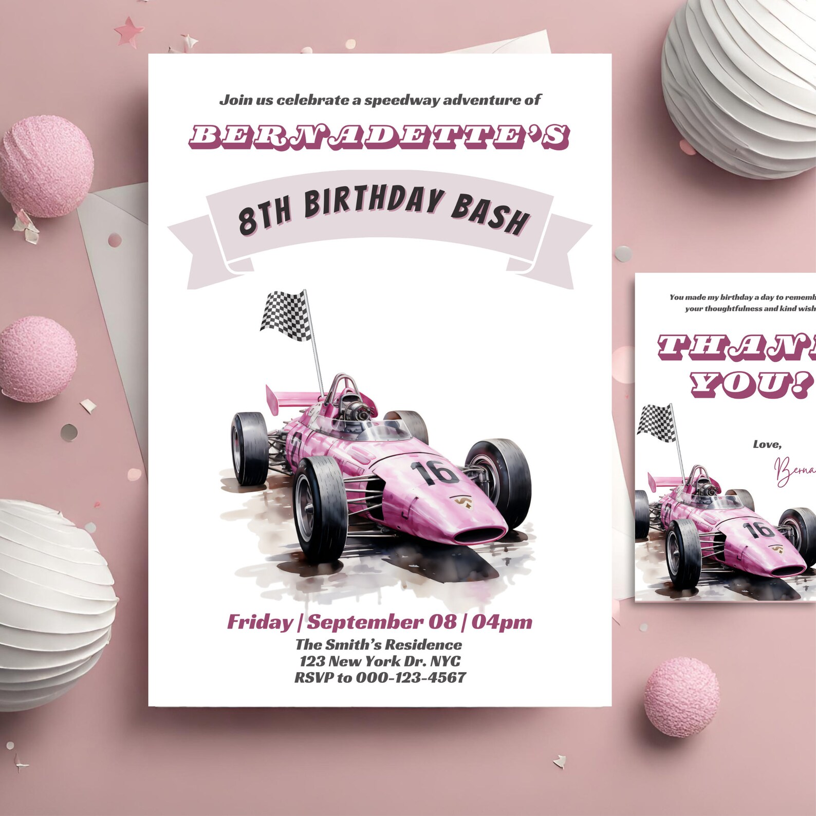 Editable Race Car Birthday Invitation Template, Printable Wheels Racing ...