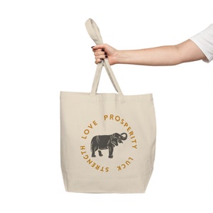 Lucky Elephant Canvas Shopping Tote