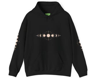 Sudadera con capucha de las fases lunares: diseño del ciclo lunar celestial