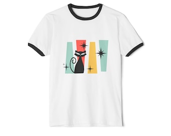Atomic Cat T-shirt: Mid-Century Modern Graphic Tee