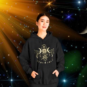 Celestial Moon Hoodie: Witchy Stars Sweatshirt, Mystic Gift
