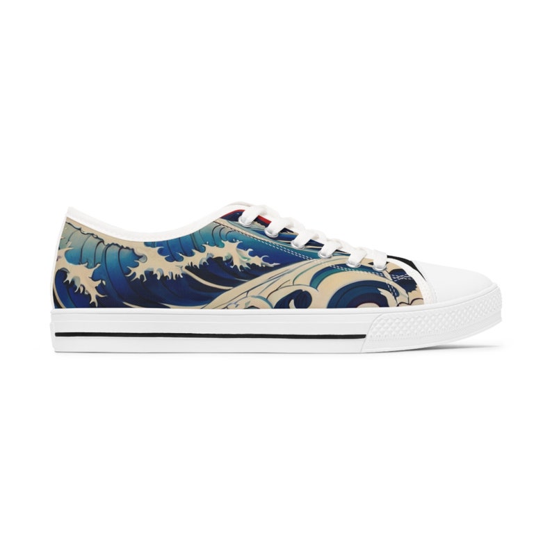 Baskets Kanagawa Japon Art pour femme, Chaussures basses élégantes en toile, À porter au quotidien, Cadeau pour amis Art japonais des vagues image 2