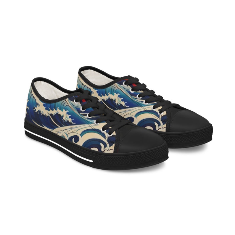 Baskets Kanagawa Japon Art pour femme, Chaussures basses élégantes en toile, À porter au quotidien, Cadeau pour amis Art japonais des vagues image 7