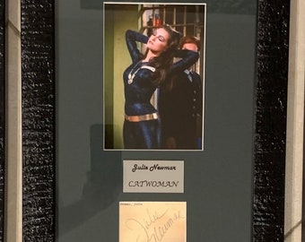 Julie Newmar Framed photo & replica copy of  autograph as Catwoman. Size 13x18 incl. frame. Custom jobs available of your favorite celebrity
