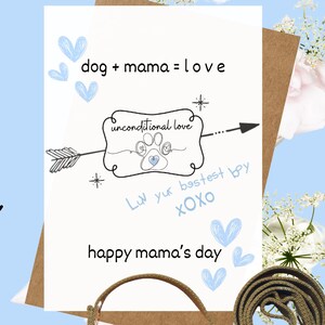 Carte de fête des mères de chien imprimable, téléchargement immédiat carte d'amour de chiot à maman, carte Xoxo BESTEST BOY drôle, voeux de chien de Happy Mama's Day