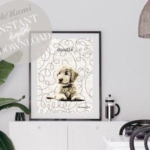 Doodle Puppy Print, Labradoodle Art Print, Labradoodle Wall Decor, Labradoodle Puppy Digital Art, Cute Labradoodle Puppy Printable Gift