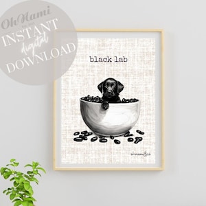 Black Lab Wall Art, Labrador Gift, Black Lab Print, Black Labrador Puppy, Black Lab Digital Print, Labrador Wall Decor, cute lab, Lab Mom