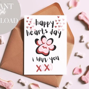 Carte de Saint-Valentin avec chien - Saint-Valentin offerte par un chien | Carte de Saint-Valentin chien mignon pour papa et maman chien | Cadeau pour les amoureux des animaux de compagnie