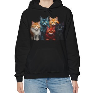 Colourful Cat Hoodie Multi-Color Cat Sweatshirt Cat Lover Gift Funny Cat Jumper Cat Lovers Cat Owner Gift Colorful Rainbow Cat Sweater
