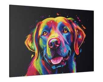 Colourful Rainbow Labrador Dog Canvas Print, Dog Wall Art Dog Home Decor Abstract Dog Painting Labrador Art Print Animal Canvas Art