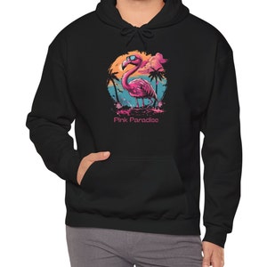Pink Flamingo Hoodie Pink Hoodie Men Unisex Flamingo and Flowers Wildlife Hoodie Colourful Animal Art Pink Bird Print Flamingo Gifts