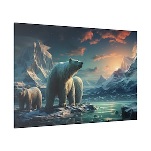 Polar Bear Wall Art Polar Bear Decor Polar Bear Canvas Bear Picture Animal Handmade Wall Hangings Polar Bear Art Print Polar Bear Gift