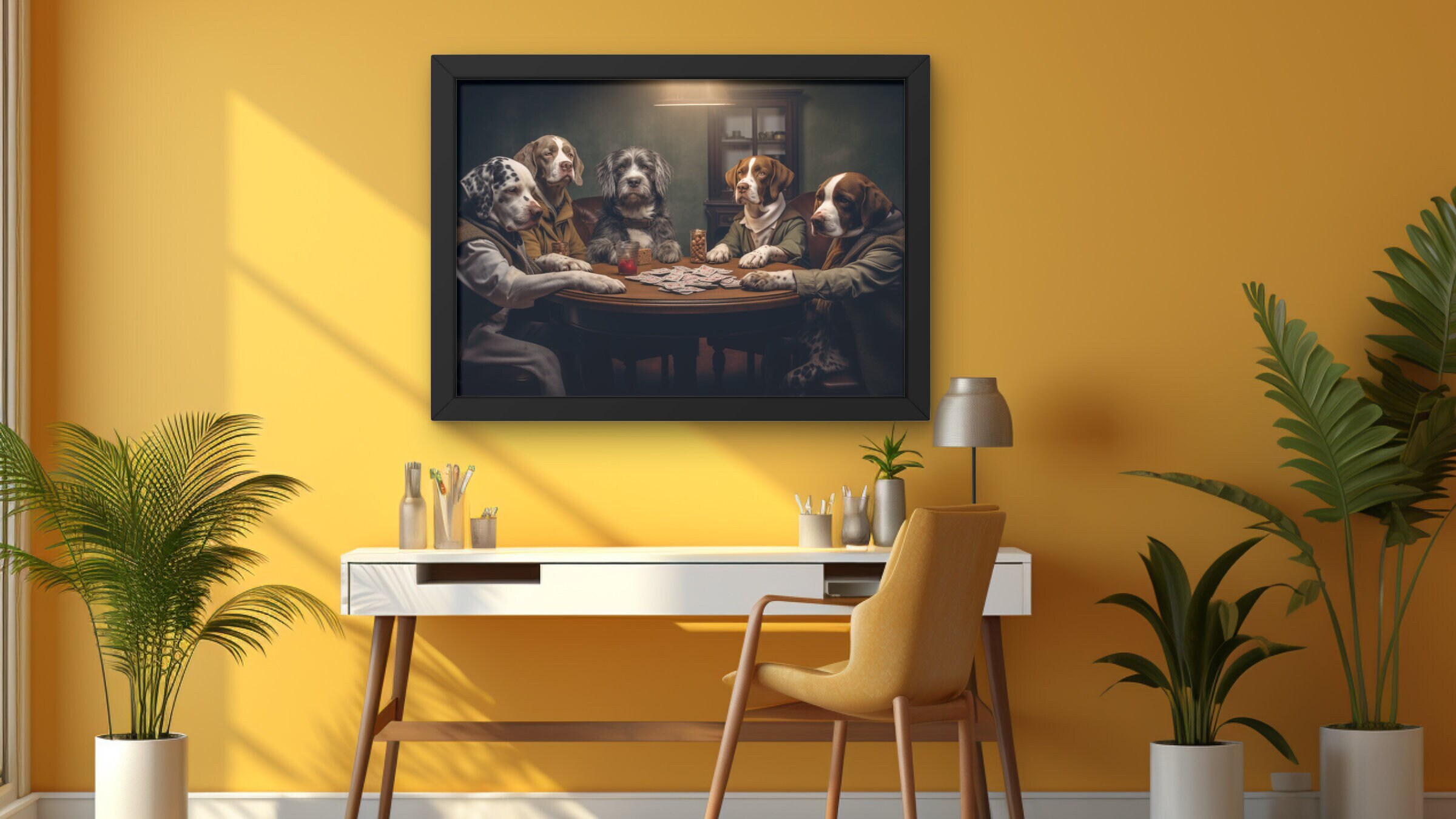 Whimsical Dogs Playing Poker Cards Digital Art Print Dog Wall Art Home Decor Dog Poster Digital Download PNG SVG