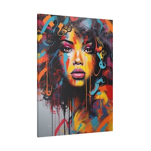 Colourful African Art Colourful Graffiti Afro Caribbean Art Afro Woman Wall Art Home Decor Afro Canvas African Print African Wall Hanging