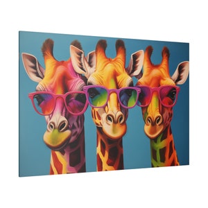 Funky Giraffe Wall Art Giraffe Canvas Print Giraffe Picture Home Decor Animals Handmade Wall Hangings Customised Gifts Large Animal Canvas