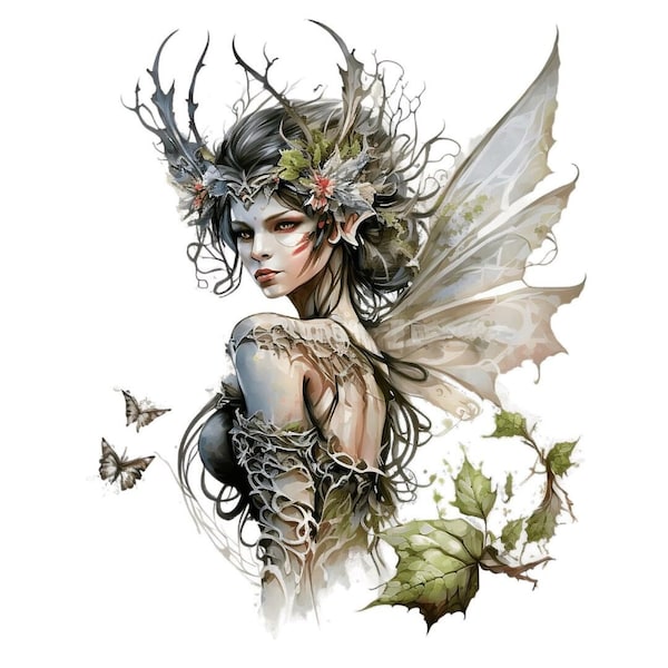 Fairy magic, dryad fae faerie pattern keeper compatible PDF instant digital download counted cross stitch 18ct BW color printout