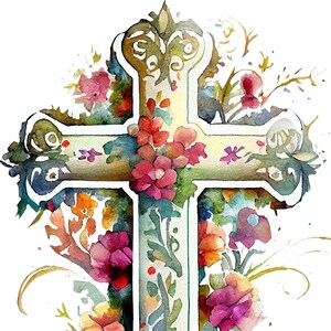 Patrón de punto de cruz contado con decoración floral en acuarela (PDF, descarga digital instantánea), compatible con organizador de patrones de punto de cruz, 14 ct BW, impresión de carta de colores