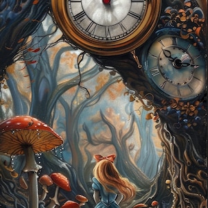 Alice no país das maravilhas 3 padrões compatíveis, download digital instantâneo em PDF, impressões de gráficos de ponto cruz BW CO