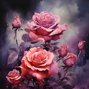 Padrão de buquê de rosas rosa pêssego gótico compatível com PDF download digital instantâneo gráfico de cores de ponto cruz impresso