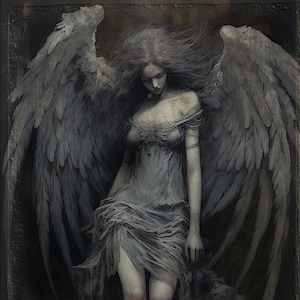 Padrão de retrato trágico de anjo caído gótico 10 compatível com PDF download digital instantâneo gráfico de cores de ponto cruz contado impressão