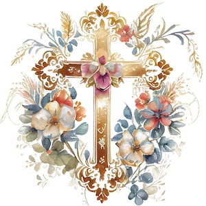 Aquarell Blumenkreuz Dekor PDF sofortiger digitaler Download Kreuzstichmuster keeper kompatibel 14ct BW, Farbkarte Ausdruck