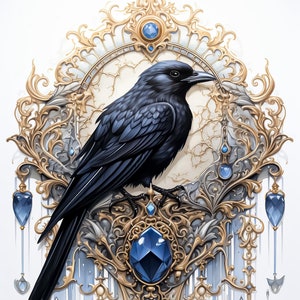Blue diamond crow 2 pattern counted cross stitch PDF instant digital download 18ct Black & white, color pattern