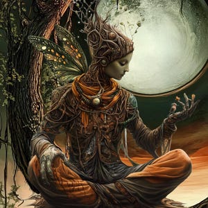 Earth Keepers 11 dryad fe-älva, kompatibel med stora mönster, PDF direkt digital nedladdning, räknade korsstygn BW CO-diagram utskrifter