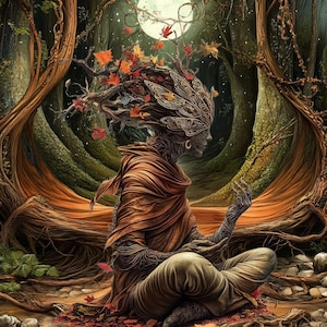 Earth Keepers 1 dryad fae fairy, Large pattern keeper compatible, PDF instant digital download, counted cross stitch BW CO chart printouts