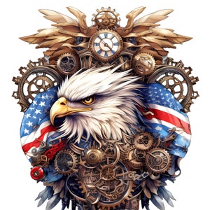Steampunk Patriotic Adler 9 Muster hüter kompatible PDF sofort digitaler Download Kreuzstich 14ct Schwarzweiß, Farbkarte Ausdruck