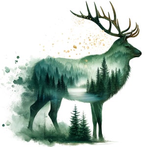 Forest Elk stag spirit totem 4 PDF download digital instantâneo padrão de ponto cruz contado keeper compatível, impressão de gráfico de cores