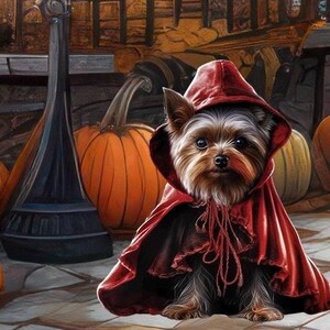 Halloween Yorkie Puppy Dog 2 PDF instant digital download counted cross stitch pattern keeper compatible color chart printout