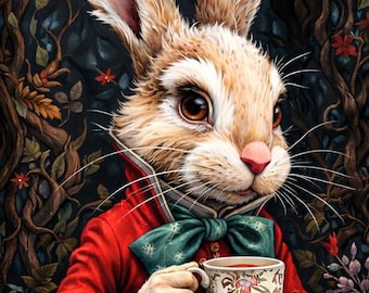 Dark Alice in Wonderland 8 White Rabbit, compatibel met patroonhouder, pdf instant digitale download, afdruk van getelde kruissteekkaart