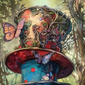 Alicia en el país de las maravillas oscura: 17 sombreros apilados, compatible con el patrón, descarga digital instantánea en PDF, impresión del gráfico de punto de cruz contado