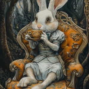 Alicia en el País de las Maravillas 18 Conejo Blanco, compatible con el administrador de patrones, descarga digital instantánea en PDF, punto de cruz contado, impresión de gráficos