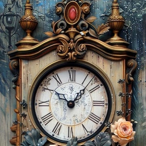 Reloj estrecho y oscuro con diseño de Alicia en el país de las maravillas, 11 piezas, compatible con Pattern Keeper, descarga digital en PDF, punto de cruz contado, impresión de gráfico BW CO