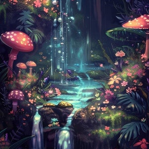 Narrow pattern Fantasy world 16 mushroom city pattern keeper compatible PDF instant digital download counted cross stitch chart printout